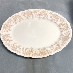 Mikasa 1970’s Parchment White Cream and Brown Floral Oval Platter
